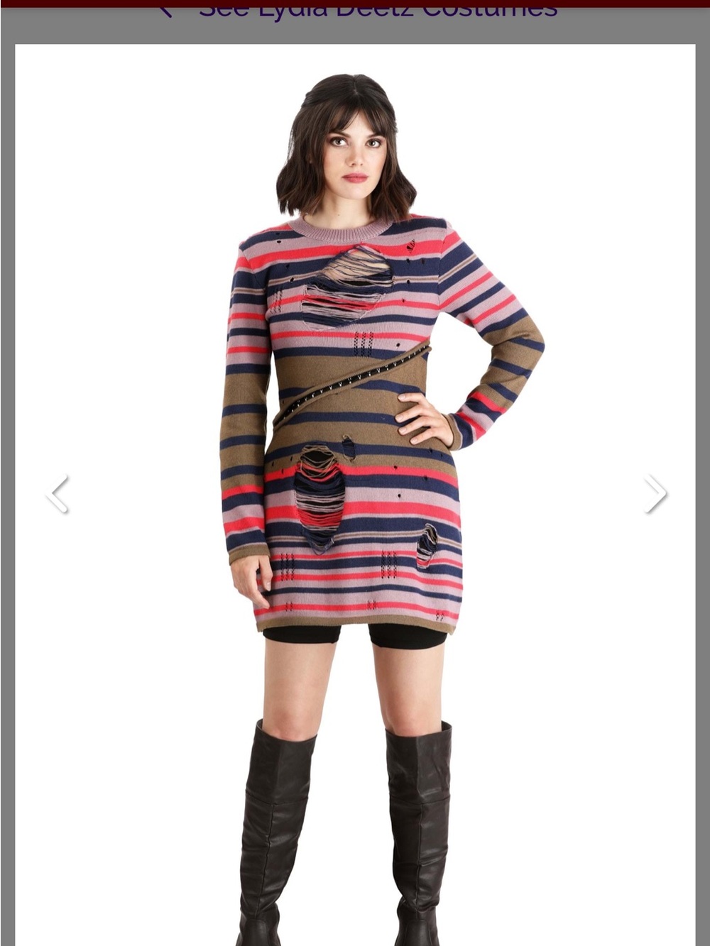 Beetlejuice Astrid ripped sweater dress grunge cosplay costume womens medium